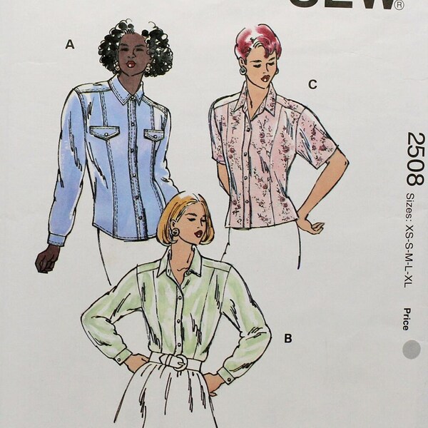 Kwik Sew 2508, Misses' Blouse with Sleeve and Hemline Options Sewing Pattern, Uncut/FF, Misses' Size XS S M L XL