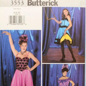 Butterick Sewing Pattern 3553, Misses' Saloon/CanCan Ladies Costume, Uncut/FF, Misses' Size 6 8 10, Misses' Costume Top and Skirt Pattern