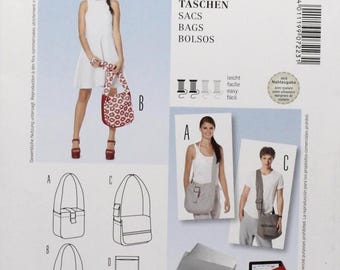 Burda Sewing Pattern 7223, Shoulder Bags Purses Tote Messenger Bag Sewing Pattern, Uncut/FF