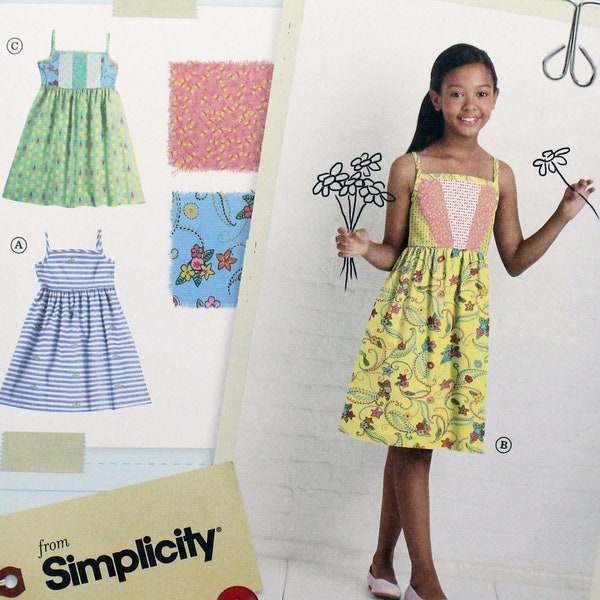 Simplicity Sewing Pattern 1893 Girls' Dress with Shoulder Straps, Uncut/FF, Girls' Size 7 8 10 12 14 16, Little lisette Sewing Pattern