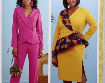 Patron Couture Simplicity SS9474FF – Robe Grande Taille Col V Évasée + Veste, Tailles 18W-20W-22W-24W