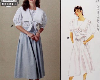 McCall's Sewing Pattern 8540, Misses' Sailor Collar Top and Gathered Skirt, Uncut/FF, Misses' Size 16 18 20 22 24