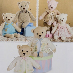 Simplicity Sewing Pattern 8155, 21-1/2&quot; Stuffed Bears with Clothes, Uncut/FF, Elaine Heigl Designer Bears Sewing Pattern