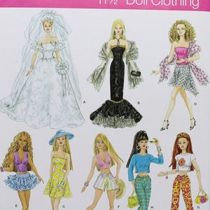 Simplicity Sewing Pattern 4719, Fashion Doll Clothes, 11-1/2&quot; Fashion Doll Clothes Sewing Pattern, Uncut/FF