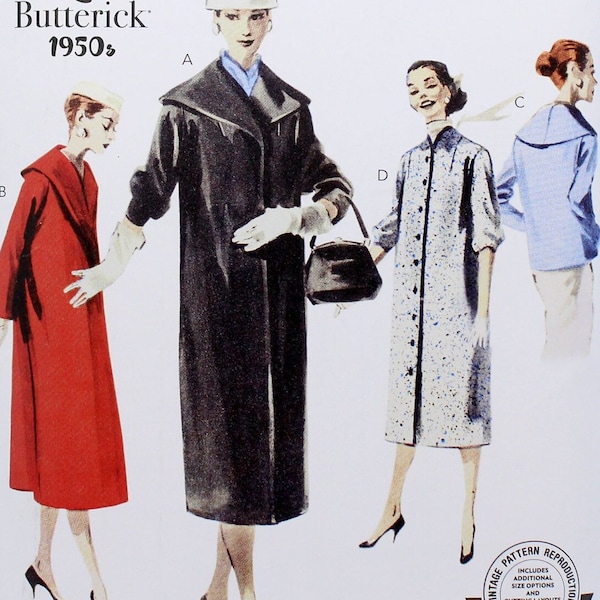 Butterick Sewing Pattern R11899, Misses' Retro Slim Coat, Uncut/FF, Misses' Size 16 18 20 22 24, Butterick 6957