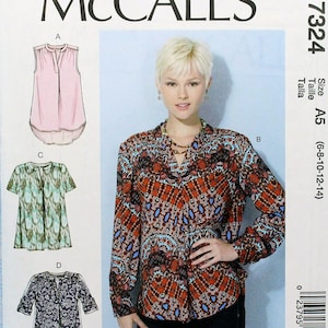 McCall&#39;s Sewing Pattern 7324, Misses&#39; Pullover Tops and Tunics Sewing Pattern, Uncut/FF, Misses&#39; Size 6 8 10 12 14, McCall&#39;s M7324