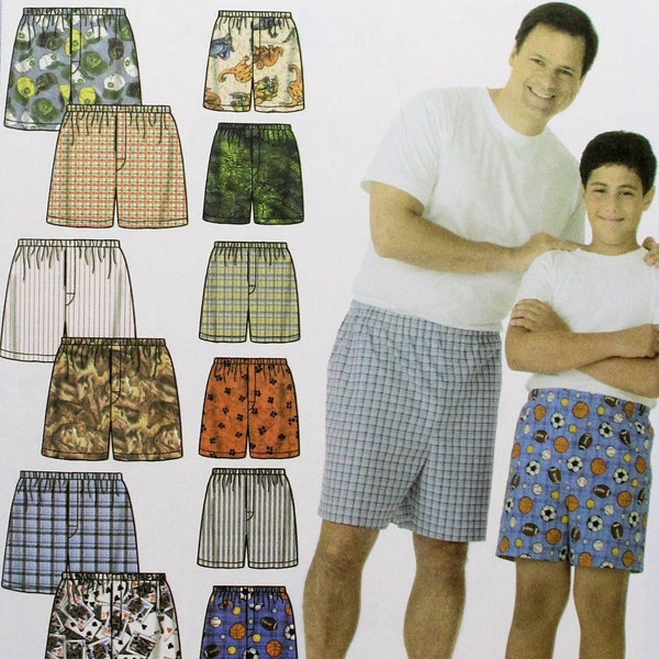 Simplicity Sewing Pattern 4758, Boxer Shorts for Husky Boys and Big and Tall Men, Uncut/FF, Husky Boys' S M L; Big/Tall Men's Size 1XL - 5XL