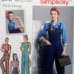 Simplicity Sewing Pattern 8447, Misses' Overalls, Pants and Hooded Blouses, Misses' Size 6 8 10 12 14, Uncut/FF