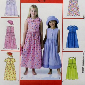 McCall&#39;s Sewing Pattern 4432, Childs&#39; Easy Raised Waist Dress with Sleeve Options and Hat, Childs&#39; Size 3 4 5 6, Uncut/FF, McCall&#39;s M4432