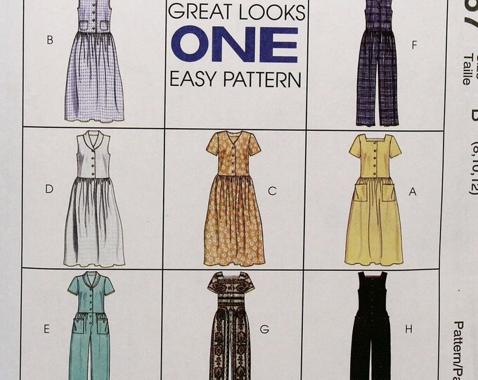 Mccall's Sewing Pattern 8167, Misses' Dress and Jumpsuit With Buttoned ...