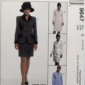 McCall&#39;s Sewing Pattern 9647, Misses&#39; Lined Coatdress or Lined Jacket and Skirt, Uncut/FF, Misses&#39; Size 14 16 18, Misses&#39; Sewing Pattern