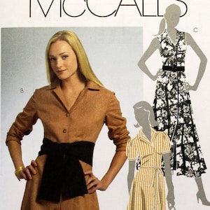 McCall&#39;s Sewing Pattern 5378, Misses&#39; Front Button Dresses with Skirt and Sleeve Variations, Misses&#39; Size 16 18 20 22, Uncut/FF