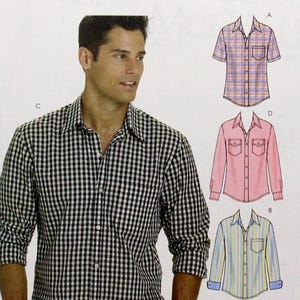 McCall's Sewing Pattern 6044, Men's Casual Front Button Shirts, Men's Size 46 - 56 (XLg, XXL, XXXL), Uncut/FF