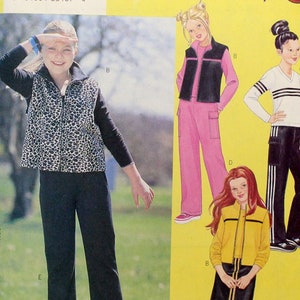 Butterick Sewing Pattern 3065, Girls&#39; Reversible Vest, Pullover Top, Straight Skirt and Close Fit Pants, Girls&#39; Size 12 14 16, Uncut/FF
