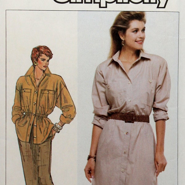 Simplicity Sewing Pattern 7886, Misses' Shirtwaist Dress, Pull-on Skirt and Shirt, Uncut/FF, Misses' Size 12, Bust 34"