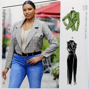 McCall&#39;s Sewing Pattern R10912, Women&#39;s Double-Breasted Lined Jacket and Long Vest, Uncut/FF, Women&#39;s Size 18W 20W 22W 24W, McCall&#39;s 8155