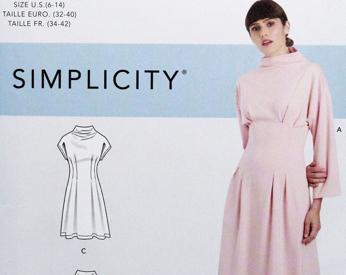 Simplicity Sewing Pattern 9174, Misses' Knit Dress With Funnel Neckline ...