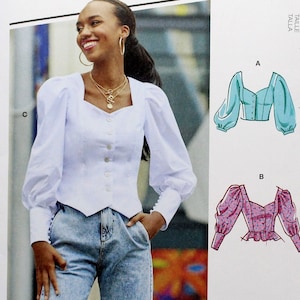 McCall&#39;s Sewing Pattern 8181, Misses&#39; Prairie Top with Sleeve Options, Uncut/FF, Misses&#39; Size 16 18 20 22 24, McCall&#39;s M8181
