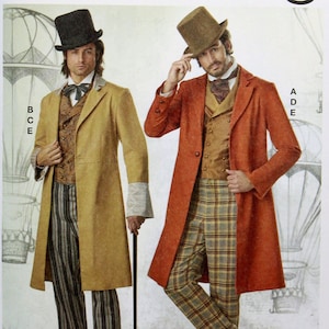 McCall's Sewing Pattern 8185, Men's Victorian Style Coat, Vest and Pants Costume, Uncut/FF, Men's Size S M L