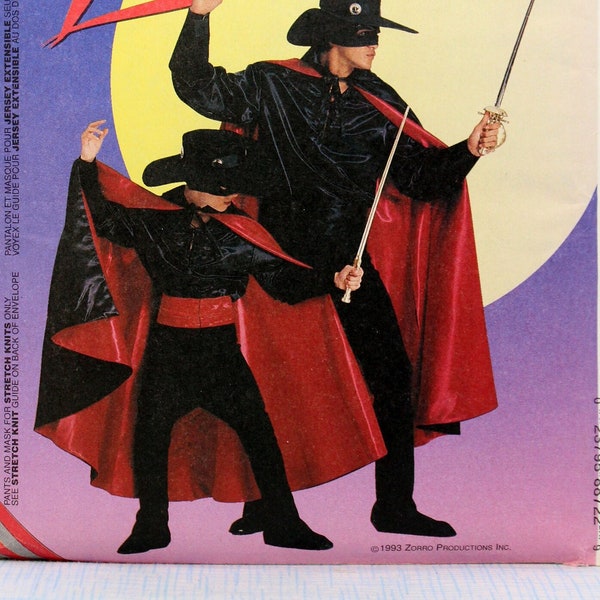 McCall's Sewing Pattern 8872, Children's Zorro Costume, Children's Size 5 - 6, Costume Cape, Shirt, Pants, Mask, Cummerbund, Hat Pattern