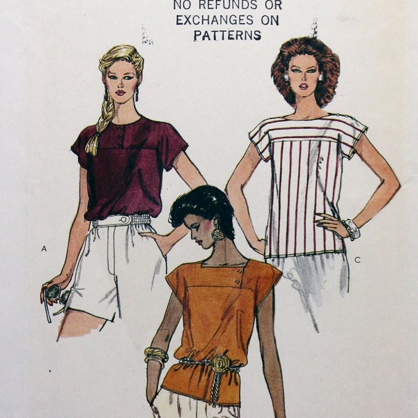 Vogue Sewing Pattern 8307, Misses' Easy Pullover Top, Uncut/FF, Misses' Size 12, Bust 34", Very Easy Vogue Misses' Top Sewing Pattern