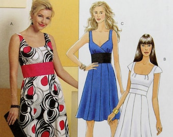 Butterick Sewing Pattern 5350, Misses' Easy Fitted Bodice Dress, Uncut/FF, Misses' Size 8 10 12 14, Butterick B5350