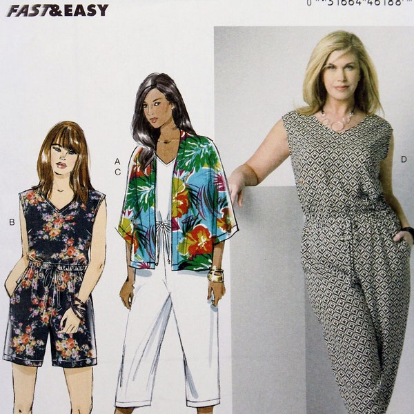 Butterick Sewing Pattern 6224, Women's Kimono Jacket and Jumpsuit, Uncut/FF, Women's Size 18W 20W 22W 24W, Butterick B6224