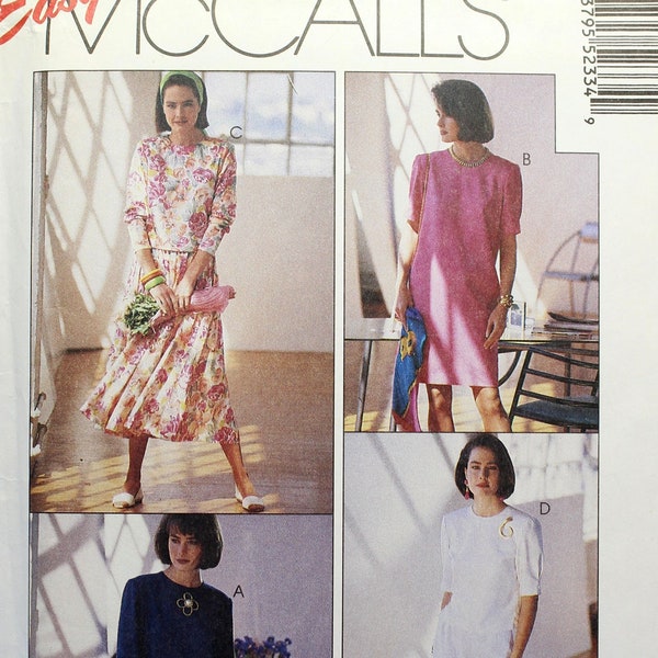 McCall's Sewing Pattern 5233, Misses' Easy One or Two Piece Dresses with Jewel Neckline, Misses' Size 16 18 20, Uncut/FF