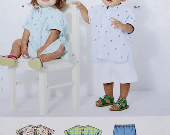 New Look Sewing Pattern 6725, Babies Pullover Top and Dress and Elastic Waist Shorts, Uncut/FF, Baby Sizes NB S M L, New Look N6725