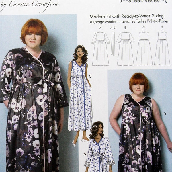 Butterick Sewing Pattern 6300, Misses' Robe, Belt and Negligee, Uncut/FF, Misses' Size Xs S M L XL, Uncut/FF Connie Crawford Designer