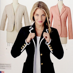 Simplicity Sewing Pattern 1421, Misses&#39; Unlined Jacket with or without Collar, Uncut/FF, Misses&#39; Size 6 8 10 12 14