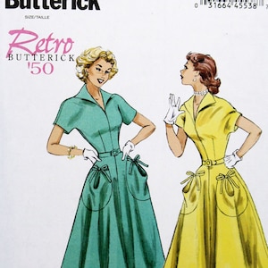 Butterick Sewing Pattern 6055, Misses&#39; Retro Pullover Dress and Belt, Uncut/FF, Misses&#39; Size 6 8 10 12 14