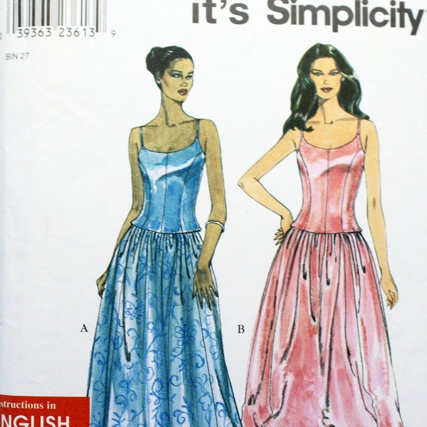 Simplicity Sewing Pattern 9015, Misses' Formal Fitted Top with Shoulder Straps and Long Evening Skirt, Misses Size 6 8 10 12 14 16, Uncut/FF
