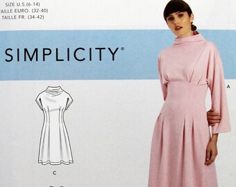 Simplicity Sewing Pattern R10743, Misses' Knit Dress with Funnel Neckline, Uncut/FF, Misses' Size 6 8 10 12 14, Simplicity 9174