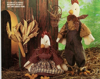 McCall's Sewing Pattern 5927, Chicken and Rooster Dolls and Clothes, Uncut/FF, Approx. 21" Tall Rooster and Chicken Sewing Pattern