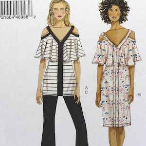 Vogue Sewing Pattern 9238, Misses&#39; Easy Knit Cold Shoulder Top, Dress and Pants, Uncut/FF, Misses&#39; Size 6 8 10 12 14, Vogue V9238