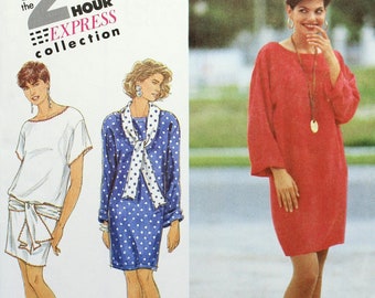 Simplicity Sewing Pattern 7797, Misses' Loose-fitting Pullover Dress with Bateau Neckline and Sash, Misses' Size 6 8 10 12 14 16, Uncut/FF