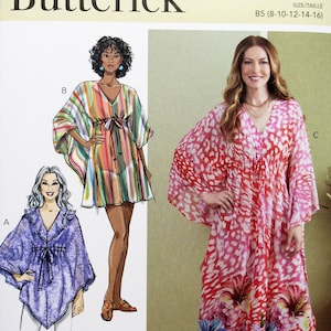Butterick Sewing Pattern 6900, Misses&#39; Caftan, Uncut/FF, Misses&#39; Size 8 10 12 14 16, Butterick B6900