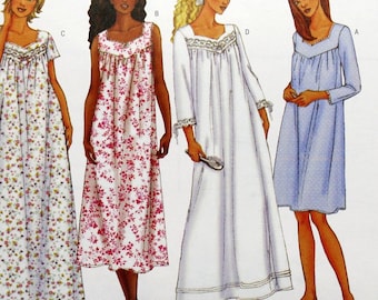 Butterick Sewing Pattern 6838, Misses' Easy Very Loose-fitting Nightgown, Misses' Size L XL, Uncut/FF