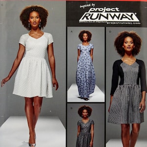 Simplicity Sewing Pattern 8015, Misses&#39;/Miss Petite Dress in Two Lengths, Misses&#39; Size 4 6 8 10 12, Uncut/FF, Project Runway Inspired