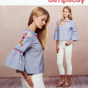 Simplicity Sewing Pattern 8600, Misses&#39; Pullover Tops, Misses&#39; 6 8 10 12 14, Uncut/FF, Misses&#39; Summer Tops Sewing Pattern
