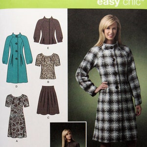 Simplicity Sewing Pattern 2764, Misses&#39;/Miss Petite Coat or Jacket, Dress or Top and Skirt, Uncut/FF, Misses&#39; Size 12 14 16 18 20