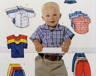 Butterick Sewing Pattern 6030, Infant Boys Shirt, T-Shirt, Pants and Hat, Infant Boys' Sizes L XL, Uncut/FF