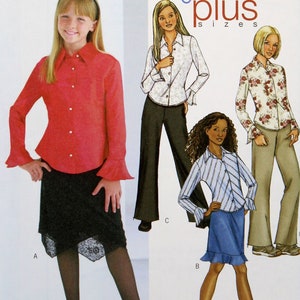 Butterick Sewing Pattern 4015, Girls&#39; Easy Blouse, Skirt and Pants, Uncut/FF, Girls&#39; Size 7 8 10 12 14
