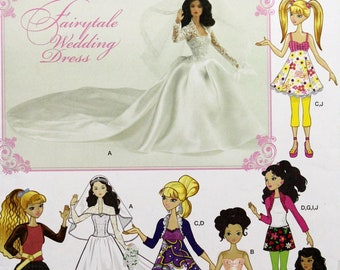 Simplicity Sewing Pattern 1955, Doll Clothes Sewing Pattern for 10-1/2", 11-1/2" and 12-1/2" Dolls, Uncut/FF, Doll Bridal Dress Pattern