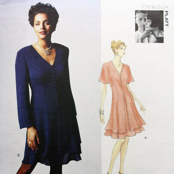 Vogue Sewing Pattern 1413, Misses' Slightly Flared Dress, Uncut/FF, Misses' Size 18 20 22, Tom and Linda Platt Designer Pattern
