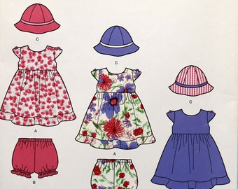 Simplicity Sewing Pattern 2425, Babies' Easy Dress with Ruffle, Panties and Hat Sewing Pattern, Babies' Size XS S M L, Uncut/FF