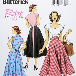 Butterick Sewing Pattern 6212, Misses&#39; Retro Back Wrap Dress, Uncut/FF, Misses&#39; Size 6 8 10 12 14, Butterick &#39;52 Reproduction Pattern