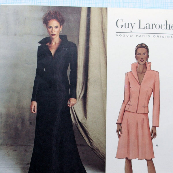 Vogue Sewing Pattern 2607, Misses' Jacket and Flared Skirt, Uncut/FF, Misses' Size 6 8 10, Guy Laroche