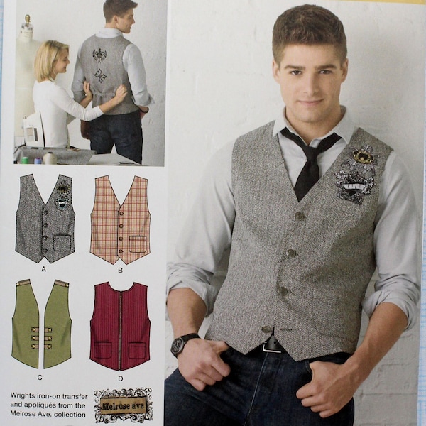 Simplicity Sewing Pattern 2346 Men's Vests, Uncut/FF, Men's Size 34 36 38 40 42, Learn to Sew Men's Vest Sewing Pattern